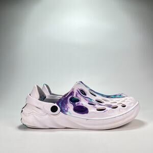 Rockin Marbled White Teal Purple Slip On Water Shoes Men's Size 9 Women's 10